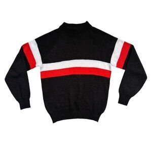 70s vintage stripe sweater varsity ski preppy mockneck acrylic The Brass Band.